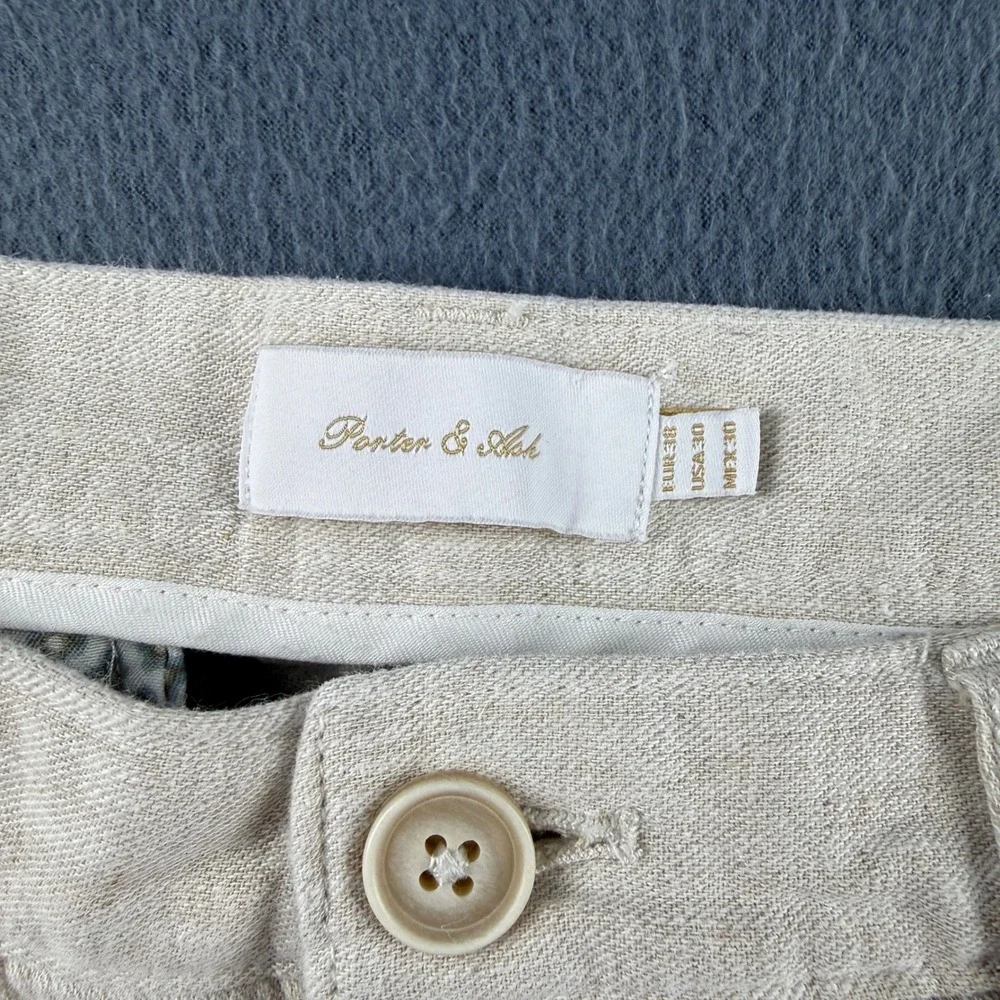 Porter & Ash Linen Pants Men's 30 (Fits 31x28) Beige Lightweight Summer Beach